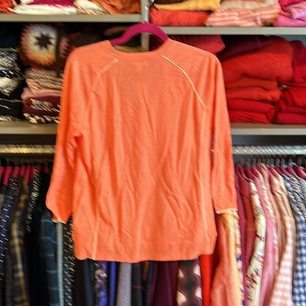 J Crew hot coral v neck 3/4 quarter sleeve sweater size XS NWT​